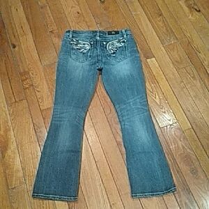 Miss Me Denim Flare Jeans with Decorative Pockets